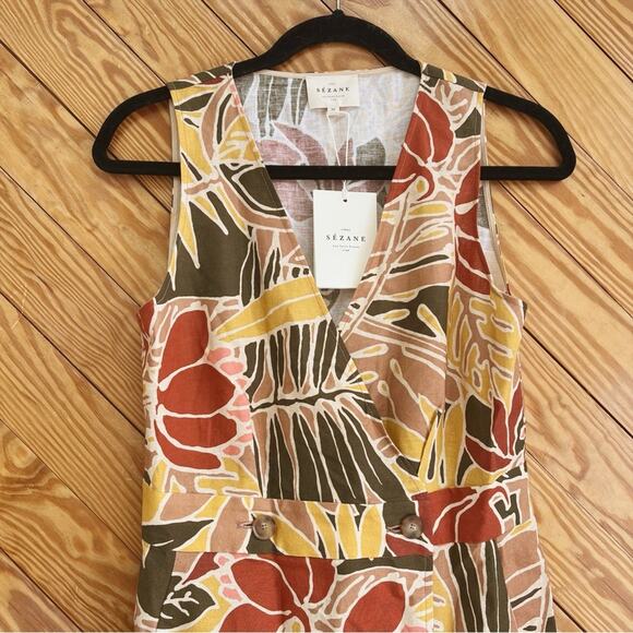 Sezane Mathilda Wrap Midi Dress Tropical Floral - Picture 9 of 9